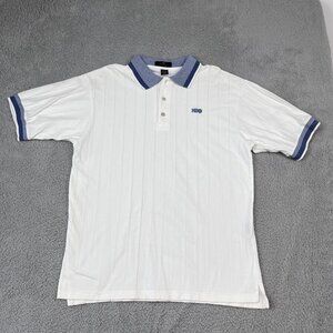 VTG HBO Ash City White‎ Striped Polo Shirt Sz XL